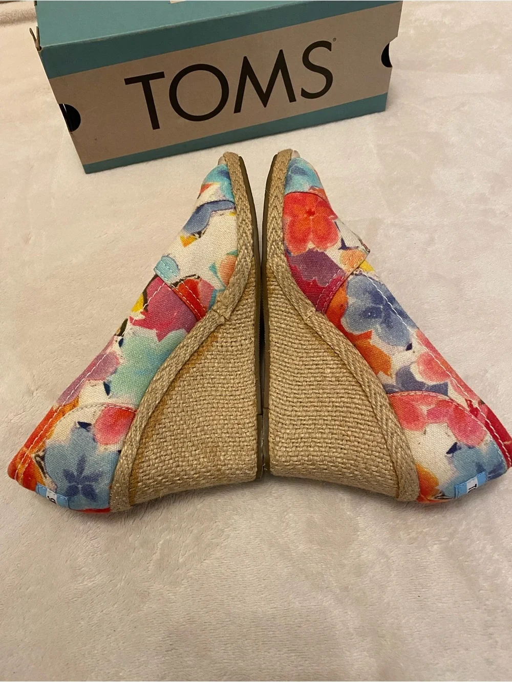 Toms Multicolor Floral Canvas Espadrille Wedges